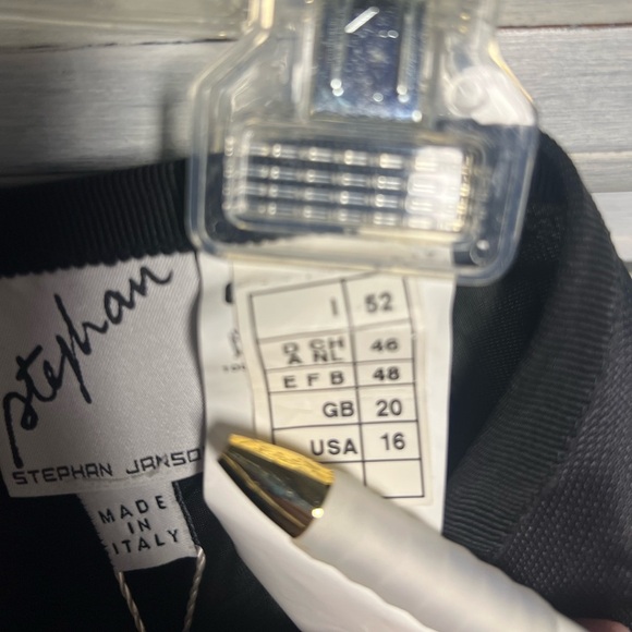 Vintage Stephan Janson Black Sleek Embroidered Silk‎ Skirt Classic Career - Picture 5 of 7